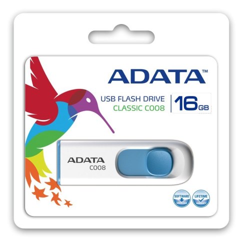 Pendrive DashDrive Classic C008 16GB USB2.0 biało-niebieski Pendrive DashDrive Classic C008 16GB USB2.0 biało-niebieski