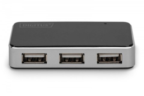 HUB/Koncentrator 4-portowy USB 2.0 HighSpeed, aktywny, czarno-srebrny