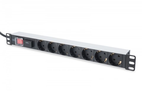 Listwa zasilająca PDU 19" RACK 7xSchuko, 2m 1xSchuko, 16A, wł./wył., zab.przepięciowe, aluminiowa Listwa zasilająca PDU 19" RACK 7xSchuko, 2m 1xSchuko, 16A, wł./wył., zab.przepięciowe, aluminiowa
