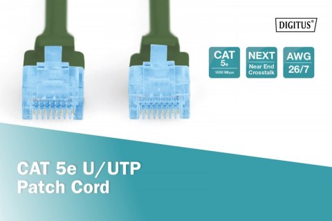 Patch cord U/UTP kat.5e PVC 3m zielony Patch cord U/UTP kat.5e PVC 3m zielony