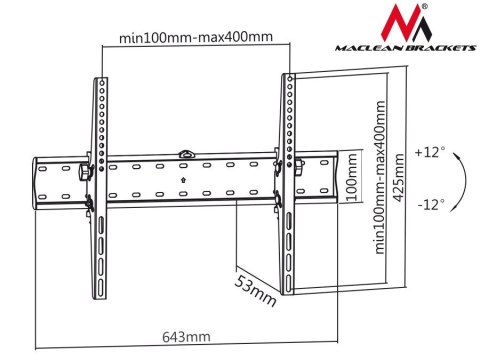 Uchwyt do TV 37-85 cali MC-668 40kg Uchwyt do TV 37-85 cali MC-668 40kg