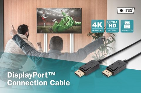 Kabel połączeniowy DisplayPort z zatrzaskami 4K 60Hz UHD Typ DP/DP M/M czarny 2m Kabel połączeniowy DisplayPort z zatrzaskami 4K 60Hz UHD Typ DP/DP M/M czarny 2m