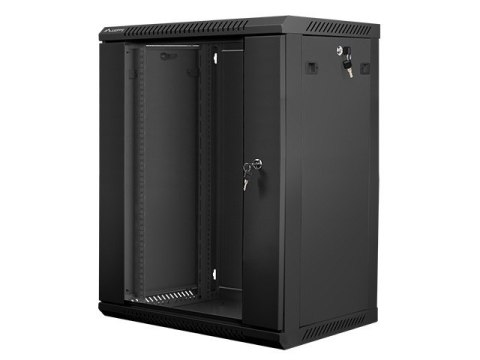 Szafa instalacyjna wisząca 19'' 15U 600X450mm czarna (drzwi szklane) Szafa instalacyjna wisząca 19'' 15U 600X450mm czarna (drzwi szklane)