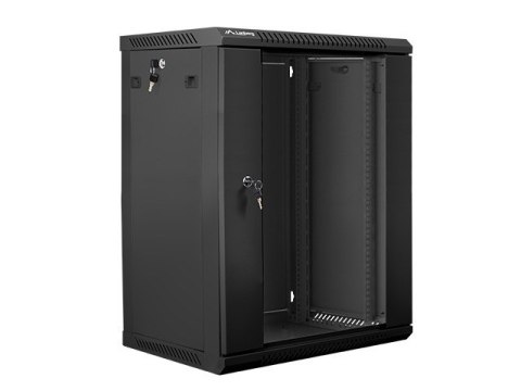 Szafa instalacyjna wisząca 19'' 15U 600X450mm czarna (drzwi szklane) Szafa instalacyjna wisząca 19'' 15U 600X450mm czarna (drzwi szklane)