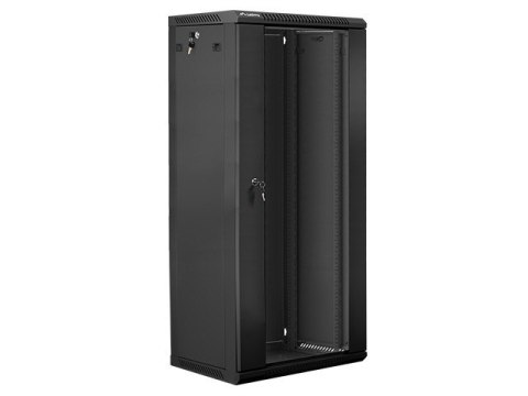 Szafa instalacyjna wisząca 19'' 27U 600X450mm czarna (drzwi szklane) Szafa instalacyjna wisząca 19'' 27U 600X450mm czarna (drzwi szklane)