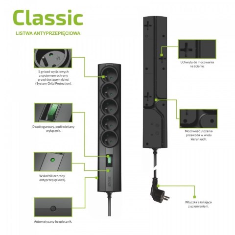 Listwa antyprzepięciowa Classic 5m T/LZ09-CLA050/0000 Listwa antyprzepięciowa Classic 5m T/LZ09-CLA050/0000