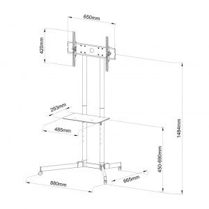 Stolik na kółkach + uchwyt do TBV 30-65" 60KG S-08A Stolik na kółkach + uchwyt do TBV 30-65" 60KG S-08A