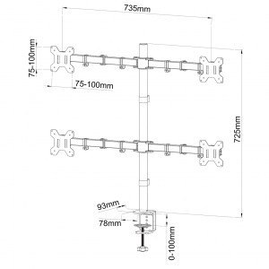 Uchwyt do 4 monitorów LED/LCD 13-27" L-04N Uchwyt do 4 monitorów LED/LCD 13-27" L-04N