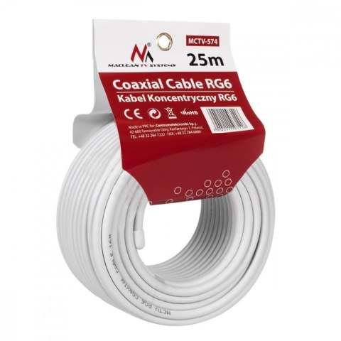 Kabel koncentryczny 1.0CCS RG6 25m MCTV-574 Kabel koncentryczny 1.0CCS RG6 25m MCTV-574