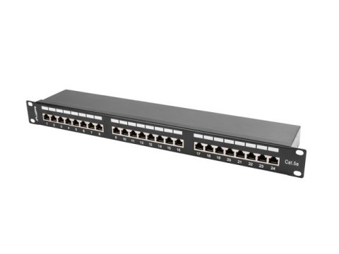 Patch Panel 24 Port 1U Kat.5E czarny ekranowany Patch Panel 24 Port 1U Kat.5E czarny ekranowany