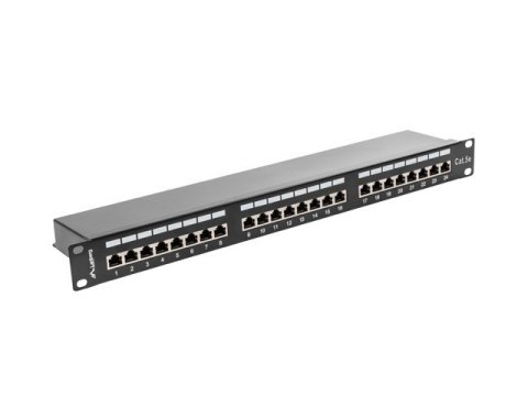 Patch Panel 24 Port 1U Kat.5E czarny ekranowany Patch Panel 24 Port 1U Kat.5E czarny ekranowany