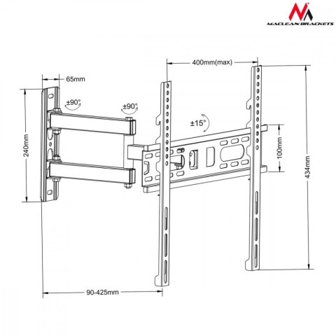 Uchwyt do TV MC-761 26-60 cali 35 kg czarny Uchwyt do TV MC-761 26-60 cali 35 kg czarny