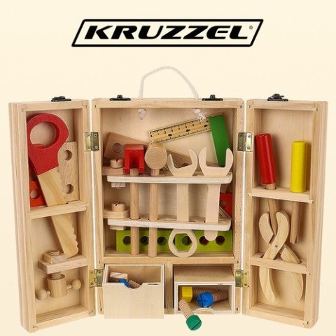Skrzynka + zestaw narzędzi drewnianych 22697 Kruzzel Skrzynka + zestaw narzędzi drewnianych 22697 Kruzzel