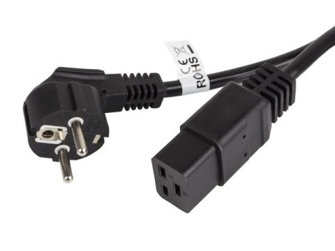 Kabel zasilający CEE 7/7 - IEC 320 C19 16A VDE 1.8M czarny Kabel zasilający CEE 7/7 - IEC 320 C19 16A VDE 1.8M czarny