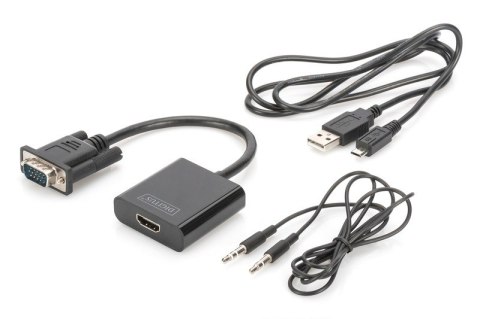 Konwerter/adapter audio-video VGA do HDMI, 1080p FHD, z audio 3.5mm MiniJack Konwerter/adapter audio-video VGA do HDMI, 1080p FHD, z audio 3.5mm MiniJack