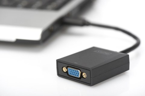 Adapter graficzny VGA 1080p FHD na USB 3.0, aluminiowy, czarny Adapter graficzny VGA 1080p FHD na USB 3.0, aluminiowy, czarny