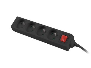 Listwa zasilająca 1,5m, czarna, 4 gniazda, z wyłącznikiem, kabel wykonany z pełnej miedzi