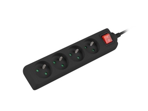 Listwa zasilająca 1,5m, czarna, 4 gniazda, z wyłącznikiem, kabel wykonany z pełnej miedzi Listwa zasilająca 1,5m, czarna, 4 gniazda, z wyłącznikiem, kabel wykonany z pełnej miedzi