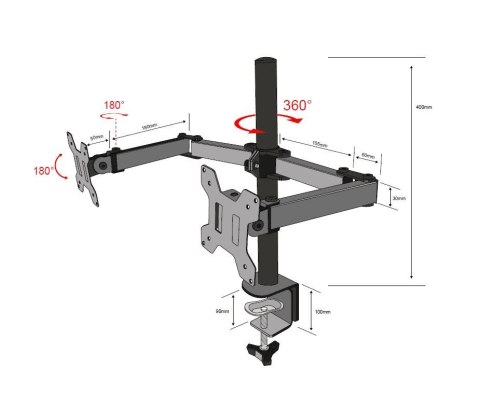 Uchwyt TB-MO2 do dwóch monitorów dwuramienny do 27" 10kg VESA 100 Uchwyt TB-MO2 do dwóch monitorów dwuramienny do 27" 10kg VESA 100