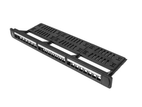 Patch panel pusty 24 porty 1U 19 cali czarny z organizerem do modułów keystone Patch panel pusty 24 porty 1U 19 cali czarny z organizerem do modułów keystone