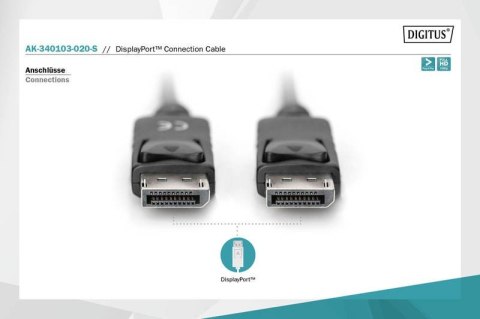 Kabel połączeniowy DisplayPort z zatrzaskami 1080p 60Hz FHD Typ DP/DP M/M czarny 2m Kabel połączeniowy DisplayPort z zatrzaskami 1080p 60Hz FHD Typ DP/DP M/M czarny 2m