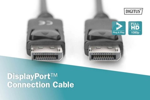 Kabel połączeniowy DisplayPort z zatrzaskami 1080p 60Hz FHD Typ DP/DP M/M czarny 3m Kabel połączeniowy DisplayPort z zatrzaskami 1080p 60Hz FHD Typ DP/DP M/M czarny 3m