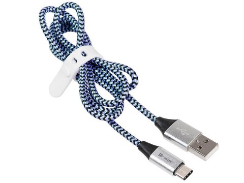 Kabel USB 2.0 Type-C A męski - C męski 1,0m czarno-niebieski Kabel USB 2.0 Type-C A męski - C męski 1,0m czarno-niebieski