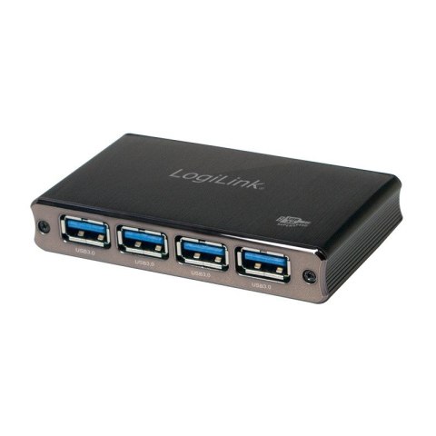 Aluminiowy HUB USB3.0 4-porty, Czarny, Z zasilaczem Aluminiowy HUB USB3.0 4-porty, Czarny, Z zasilaczem