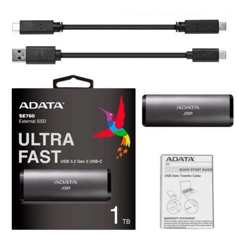 Dysk zewnętrzny SSD SE760 1TB USB3.2-A/C Tytanowy Dysk zewnętrzny SSD SE760 1TB USB3.2-A/C Tytanowy