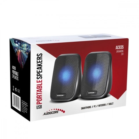 Głośniki komputerowe 6W USB AC835 Czarne Głośniki komputerowe 6W USB AC835 Czarne