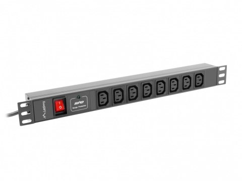 Listwa zasilająca Rack PDU 19 cali 1U 16A 8X IEC C13 2m czarna C20 Listwa zasilająca Rack PDU 19 cali 1U 16A 8X IEC C13 2m czarna C20