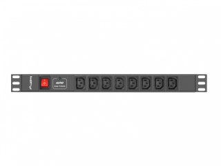 Listwa zasilająca Rack PDU 19 cali 1U 16A 8X IEC C13 2m czarna C20