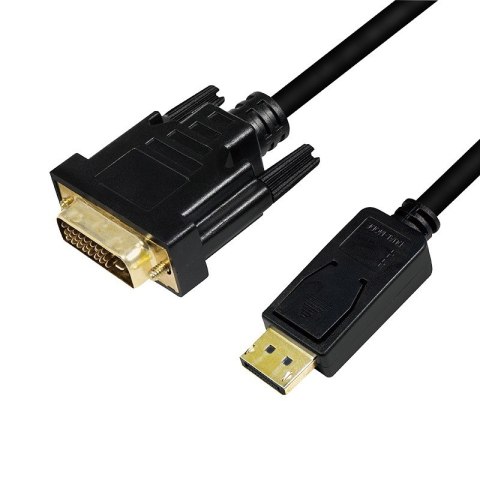 Kabel DisplayPort 1.2 do DVI 24+1, 1m, Czarny Kabel DisplayPort 1.2 do DVI 24+1, 1m, Czarny