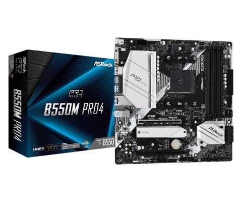 Płyta główna B550M Pro4 AM4 4DDR4 HDMI/DP/D-SUB M.2 mATX Płyta główna B550M Pro4 AM4 4DDR4 HDMI/DP/D-SUB M.2 mATX